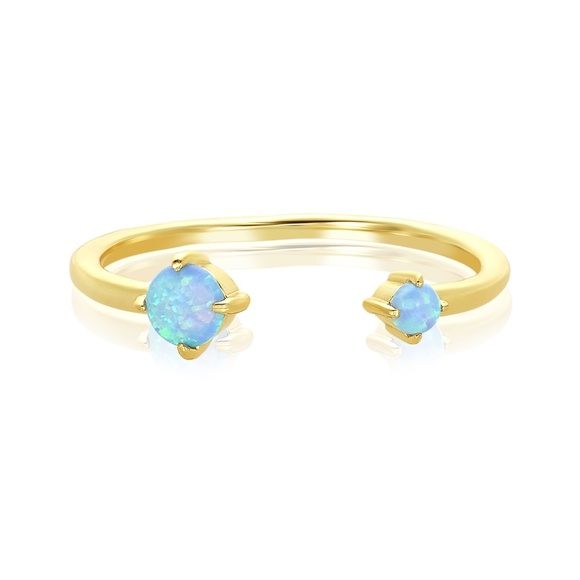 Melinda Maria Jewelry - Melinda Maria -Briane Stacking Ring Gold/Blue Opal
